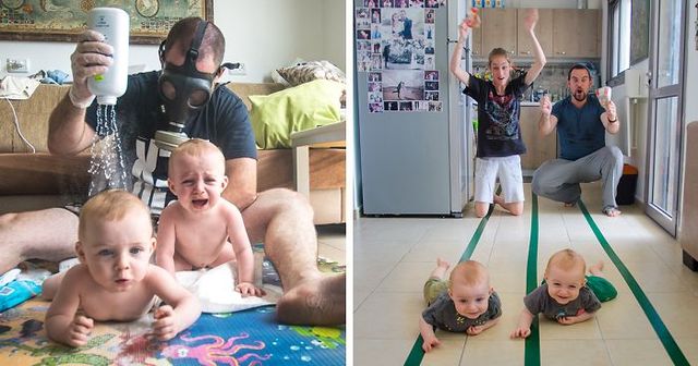 Dad Chooses To Have Fun Photographing His Little Twins Instead Of Letting Parenting Mess Stress Him Out
