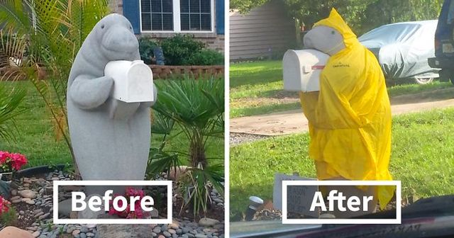 Guy Dresses Up His Manatee Mailbox For Different Occasions Throughout The Year, And His Neighbors Love It