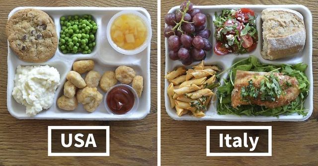 9 Photos Showing How School Lunches Look Around The World, And America's Looks Least Appealing