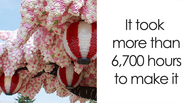 It Took 6,700 Hours To Finish An 800,000 Piece LEGO Cherry Blossom Tree, And Now It's A Guinness World Record