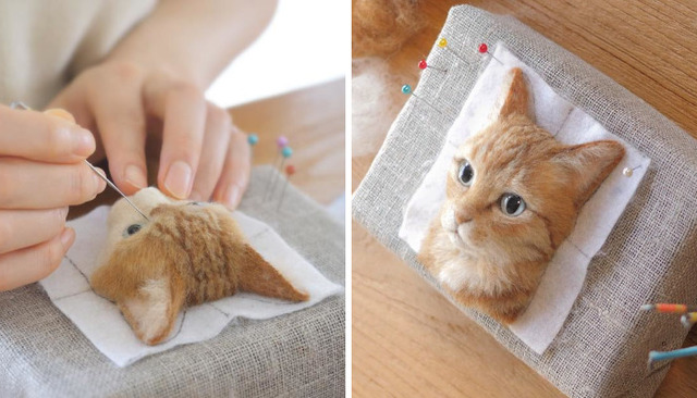 Japanese Artist Felts Realistic Cat Portraits, And The Result Is Incredibly Life-Like