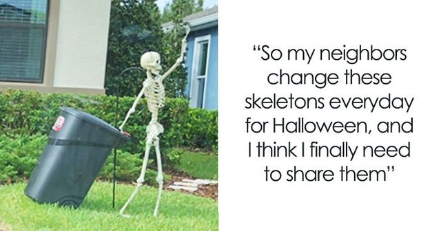 This Girl's Neighbors Won Halloween By Creating New Skeleton Scenarios Every Day