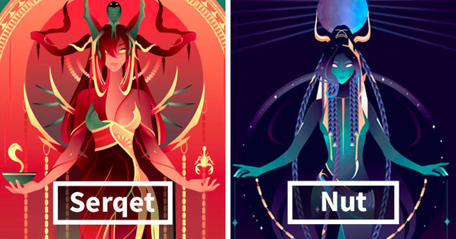 This French Artist Created 11 Beautiful Illustrations Of Ancient Egyptian Gods And Goddesses