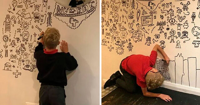 9-Year-Old Boy Keeps Getting In Trouble For Doodling In Class, Eventually Gets A Job Decorating The Walls Of A Restaurant