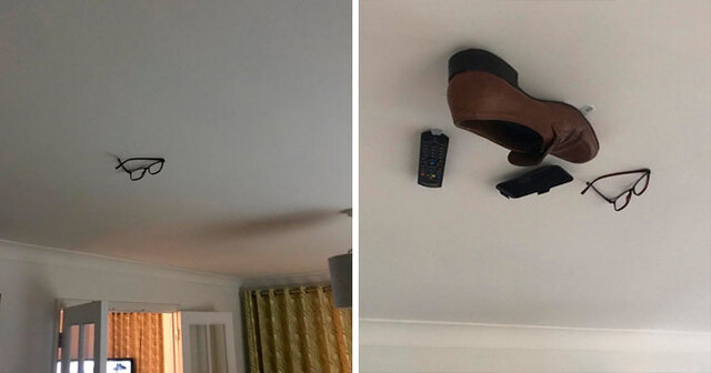 Guy Sticks One Of His Dad's Things To The Ceiling Every Day To See How Far He Can Push It