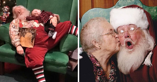 30 Times People Took Hilarious Pictures With The Mall Santa