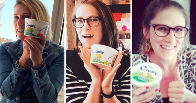 Woman Takes A Selfie With A Tub Of Cottage Cheese Left In The Office Fridge 7 Years In A Row