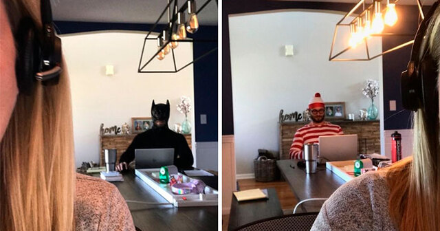 Man Continuously Tries To Embarrass His Wife During Her Zoom Calls By Hilariously Photobombing Them