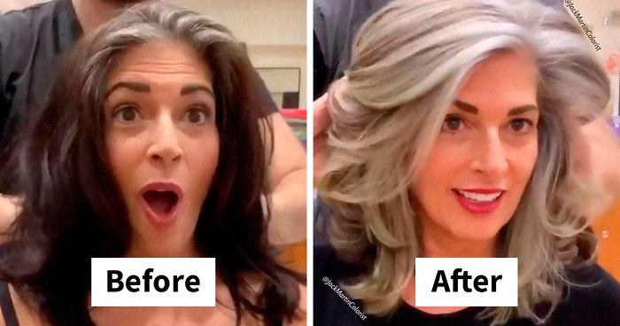 This Hairdresser Encourages Women To Embrace Their Grey Hair Instead Of Dyeing It (35 Pics)