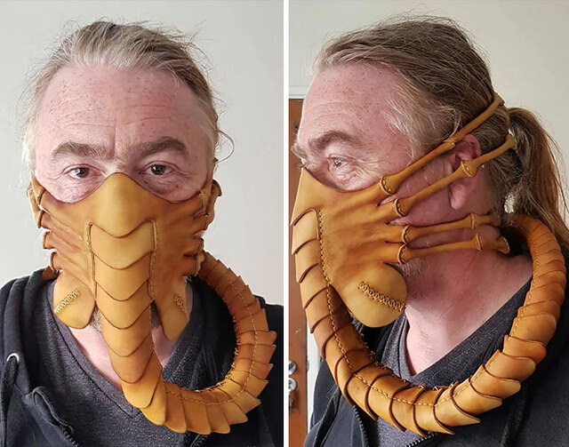 Artist Creates Eerily Realistic Facehugger Face Mask