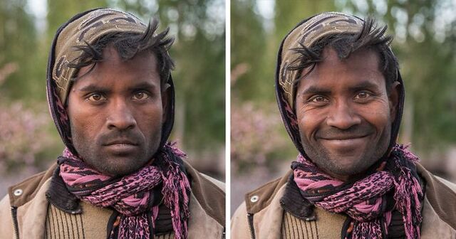10 Portraits Of People Before And After The Photographer Asked Them To Smile