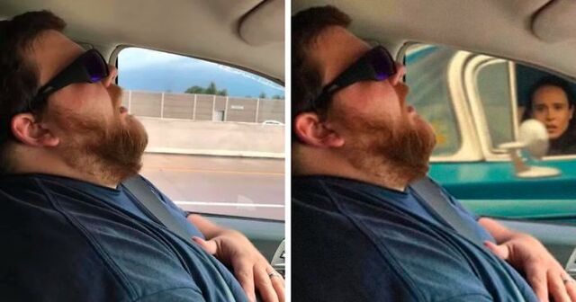 Husband Falls Asleep During Road Trip, Wife Asks People To Photoshop The Things That He Missed (20 Pics)
