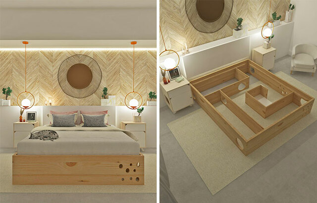 This Bed With A Hidden Labyrinth Underneath Is Perfect For Cat Owners