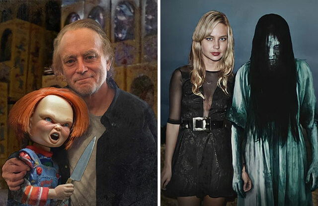 15 Actors Posing Side By Side With Their Creepiest Roles By Artist Angela Norris