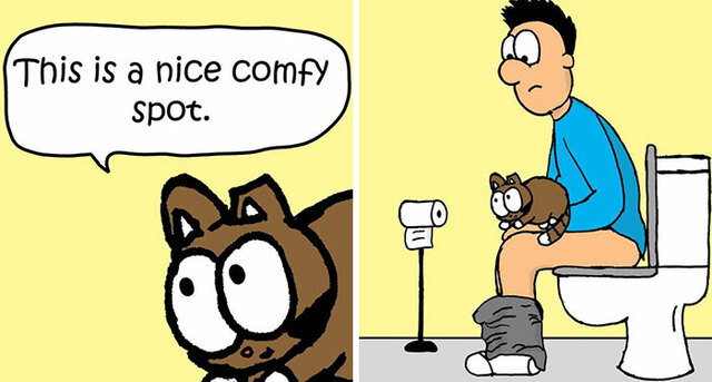 Comic Artist Nick Filippou Perfectly Sums Up What It's Like To Live With A Cat In His Funny Comics (20 Pics)