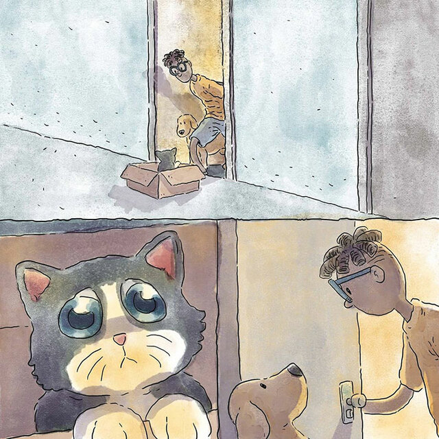 Artist Illustrates His Kitten Adoption Story In A Wholesome "Silent" Comic