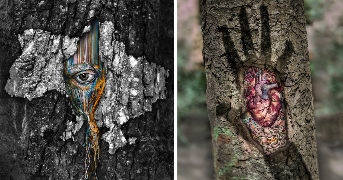 Ukrainian Artist Creates Powerful Embroideries Peeking Through Hollow Spaces