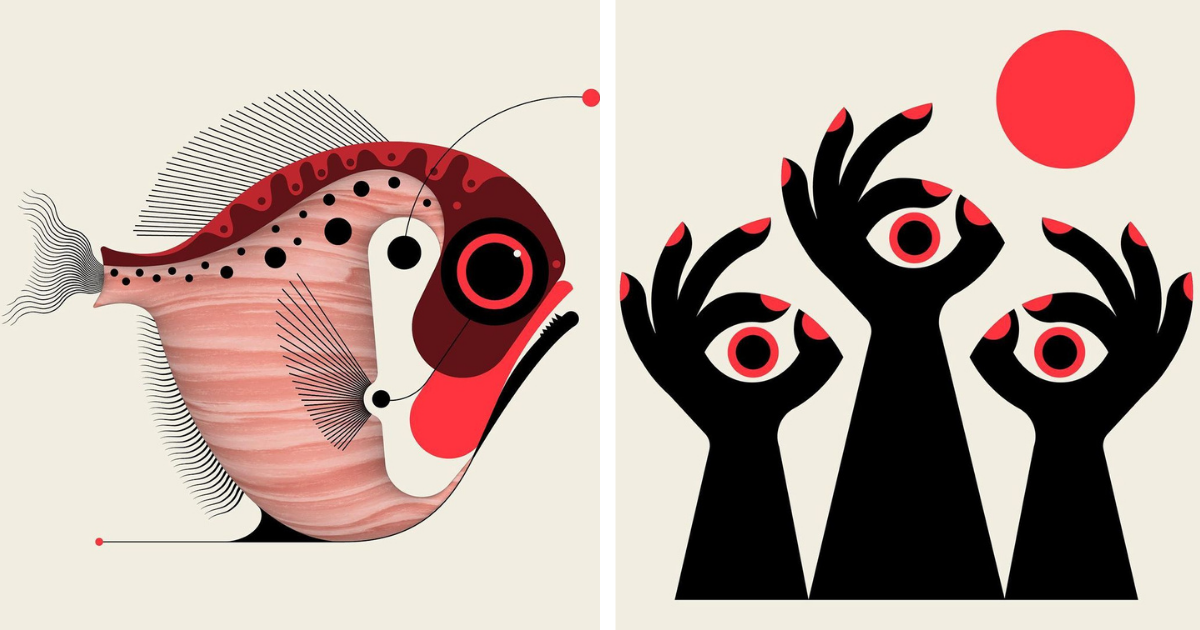 Artist Creates Brilliant Illustrations Using Minimal Undulating Lines And Geometric Shapes (15 Pics)