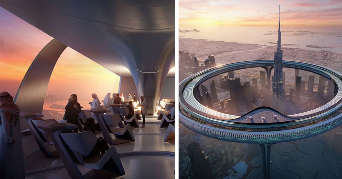 Creative Architects Envision The Construction Of A 550 Meters High Structure Consisting Of 2 Interconnected Giant Rings Around Burj Khalifa