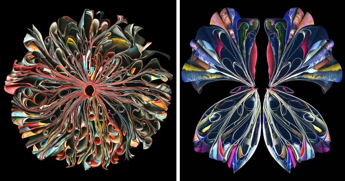 10 Beautiful Floral Patterns Created With Rolled And Dyed Book Pages, By Cara Barer