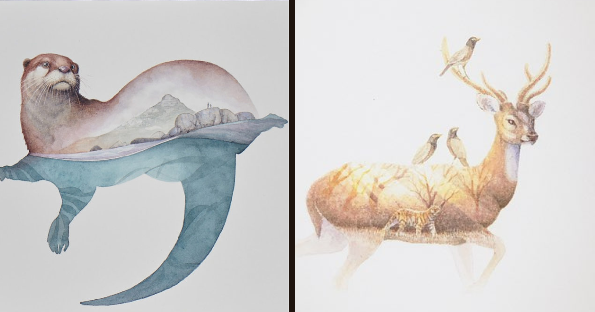 15 Watercolor Paintings Of South African Wildlife And Their Habitats Embedded Inside Them