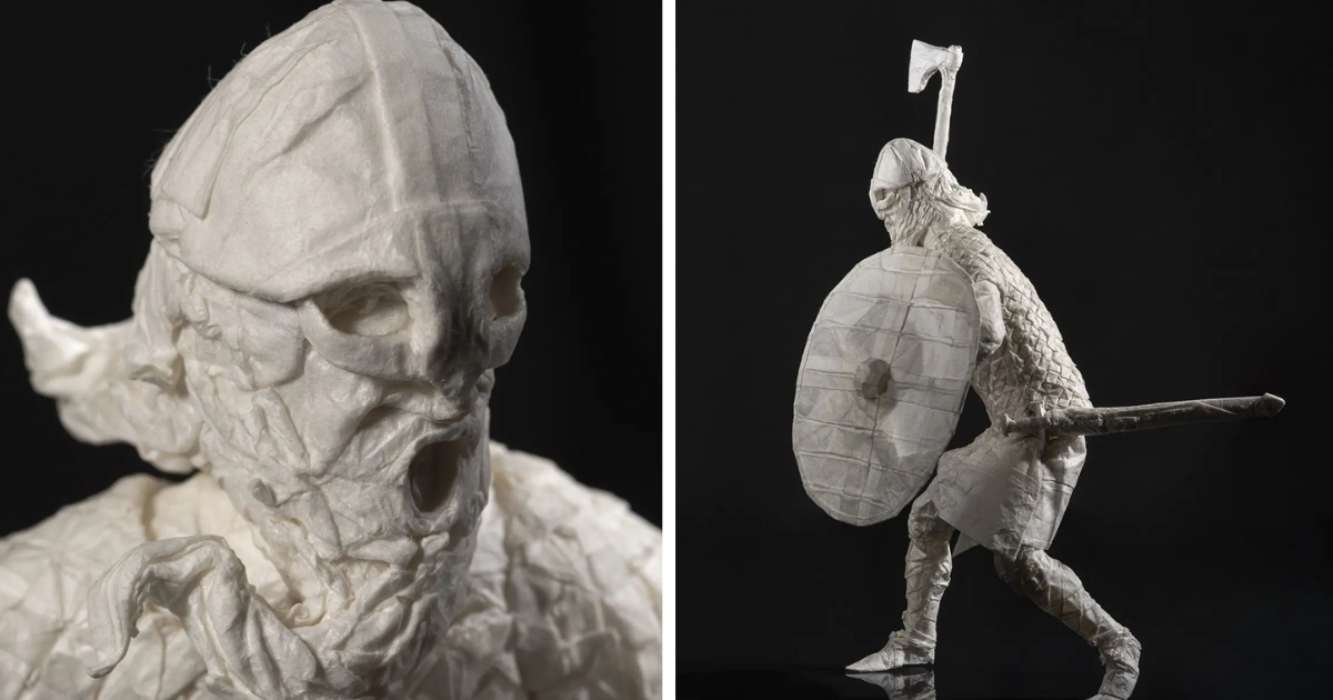 10,000 Folds In A Single Sheet Of Paper: Viking Warrior Origami Goes Viral