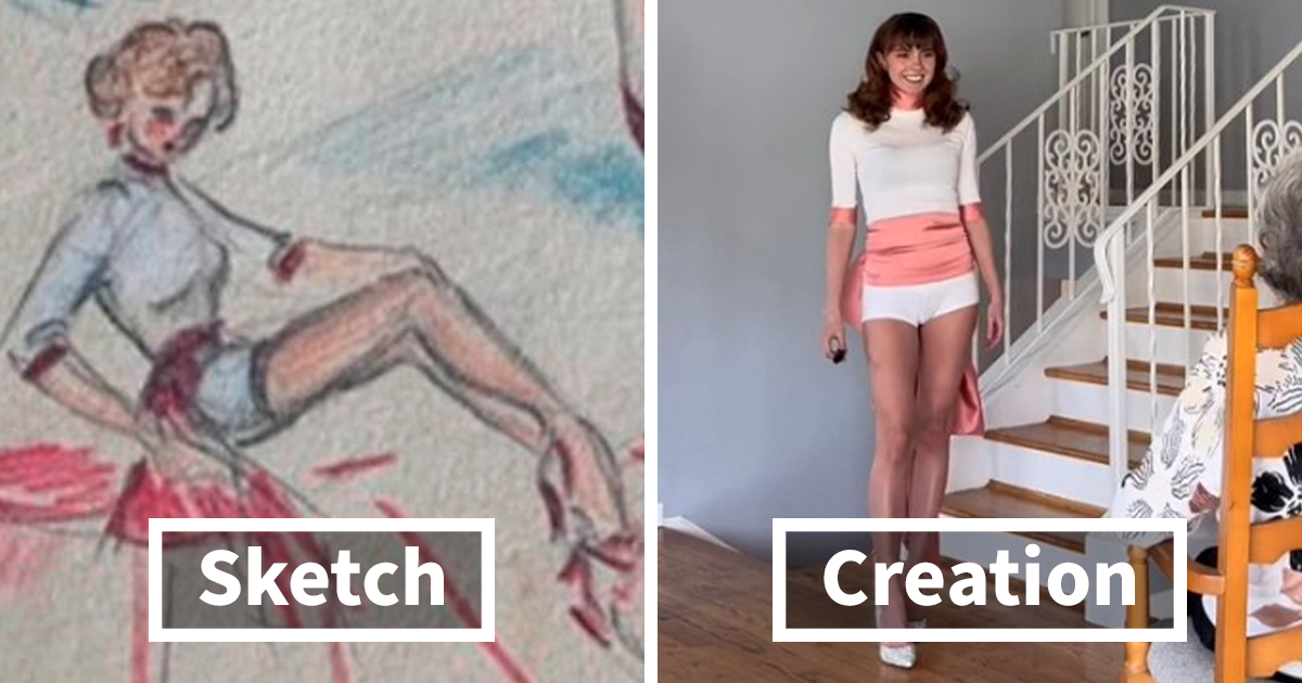 Woman Stunned After Her Granddaughter Found Her Fashion School Designs From 1940 And Recreated Them
