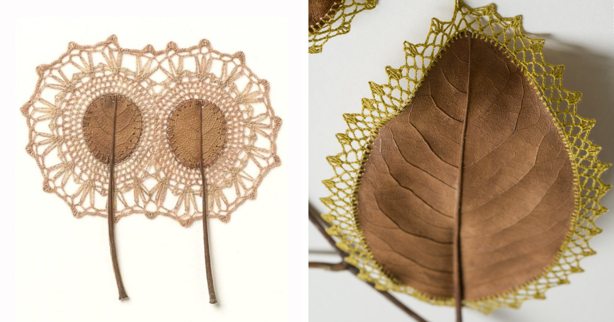 15 Of The Most Unique And Creative Crocheted Works On Dried Leaves, As Created By This Artist