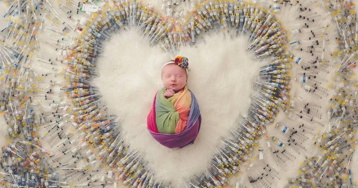 Photographer Captures A Heart-Touching Photo Of A Baby Surrounded By 1,616 IVF Needles That Led To Her Birth