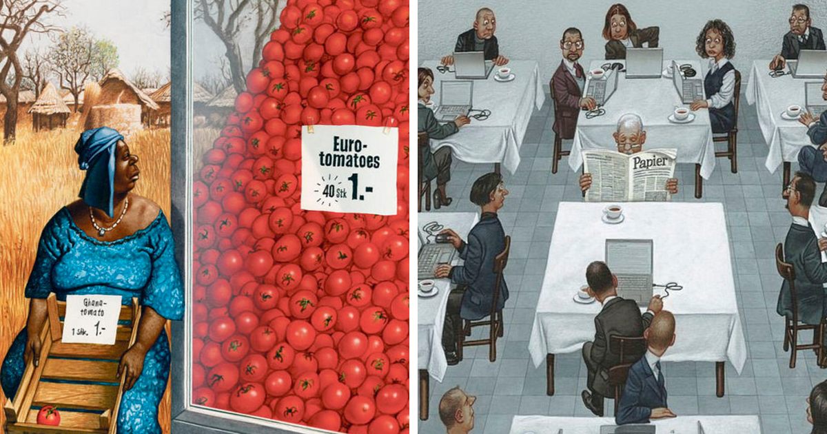 20 Times This Artist Created Satirical Illustrations To Reveal The Flaws Of Modern Society