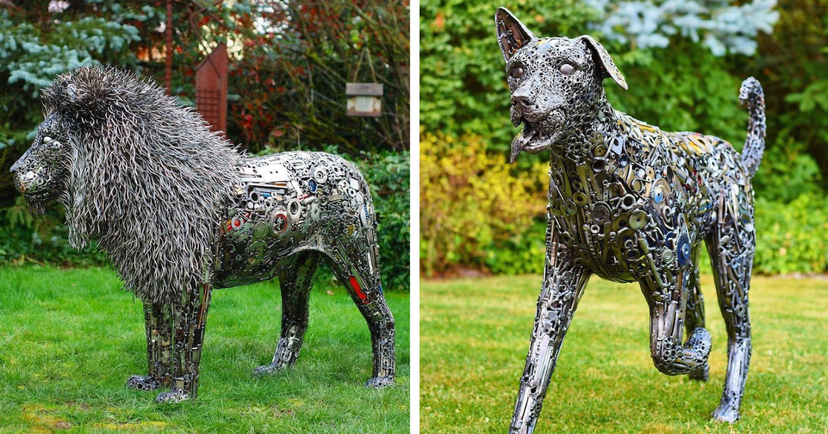 Artist Creates Stunning Animal Sculptures Made Out Of Scrap Metals (20 Pics)