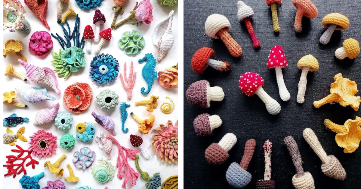 15 Enchanting Images Of Crochet Art Depicting Lush Flora, Fungi, And Seashell Marvels, Created By Marianne