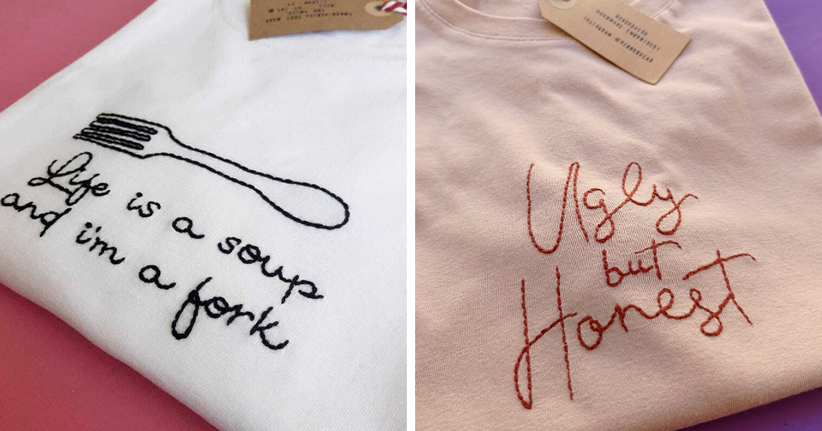 15 Hand-Embroidered Clothes Inspired By Puns, Memes, Pop Culture And More