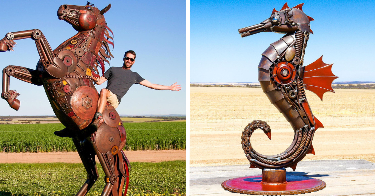 10 Photos of Jordan Sprigg's Recycled Metal Animal Sculptures