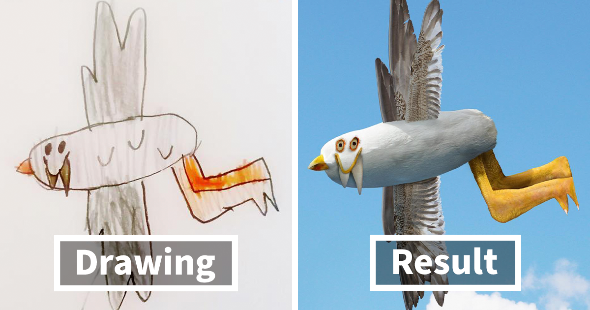 Dad’s Cute Project Shows 25 Kids’ Doodles As Real Animals
