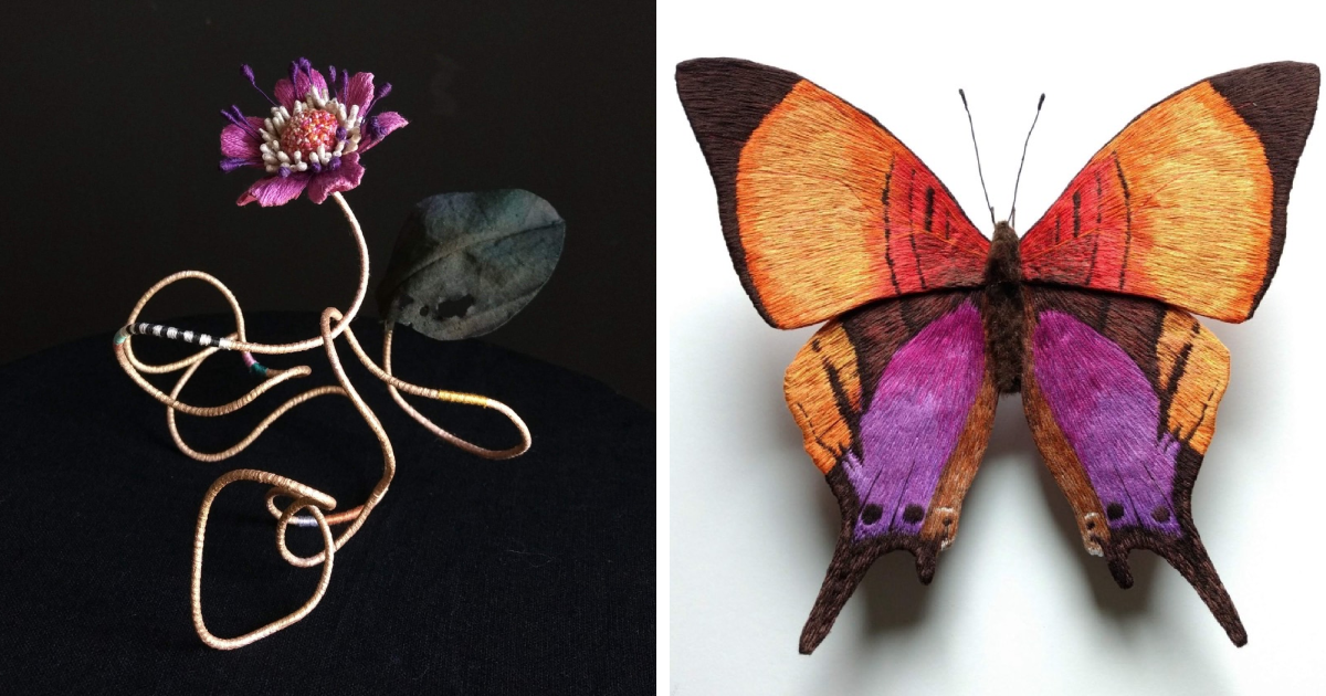 Yumi Okita Transforms Colorful Threads Into Butterflies And Botanics