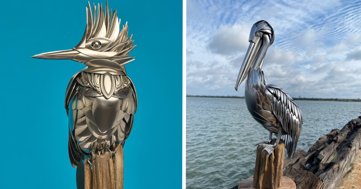 20 Exquisite Bird Sculptures By Matt Wilson, Made From Upcycled Utensils