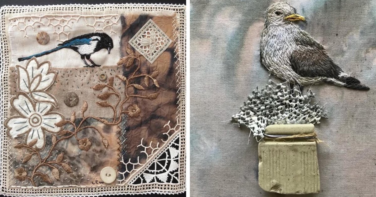10 Slow Stitching Embroideries By UK Mixed Media Artist Lesley Wood