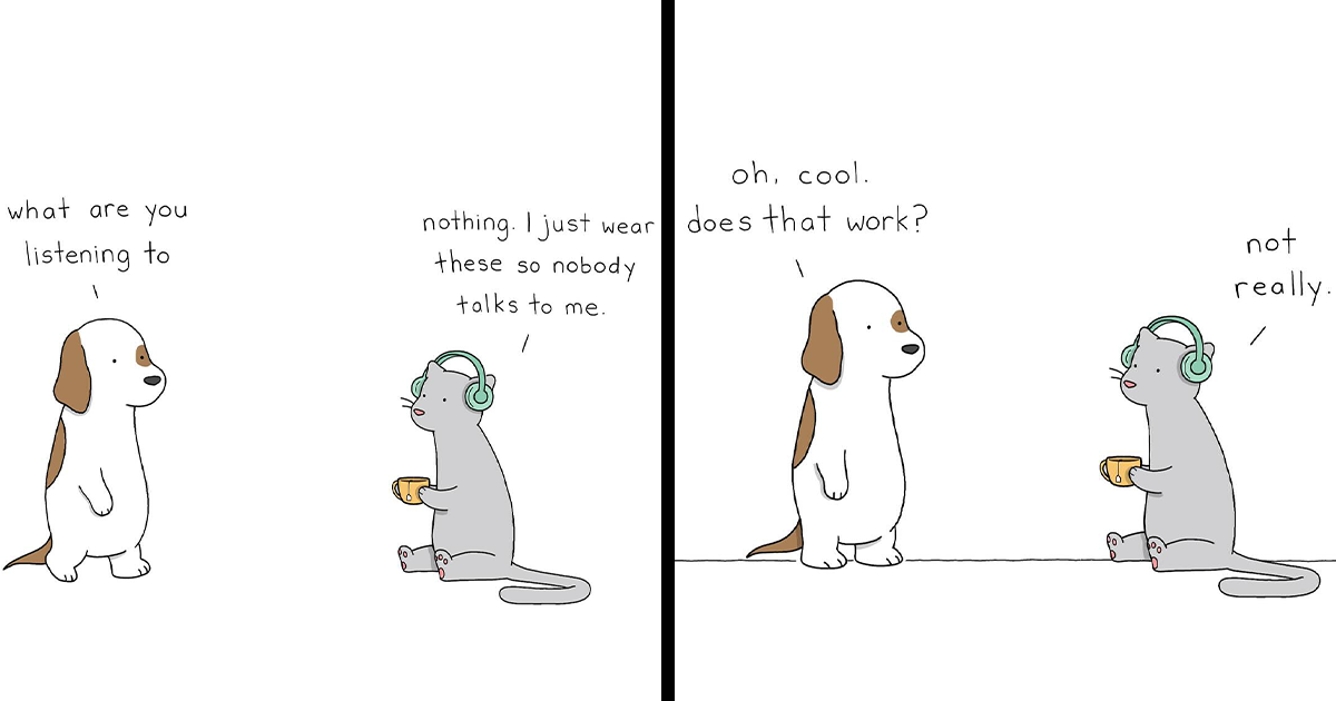 The Simpsons Animator Illustrates Adorably Relatable Animal Situations (20 Comics)