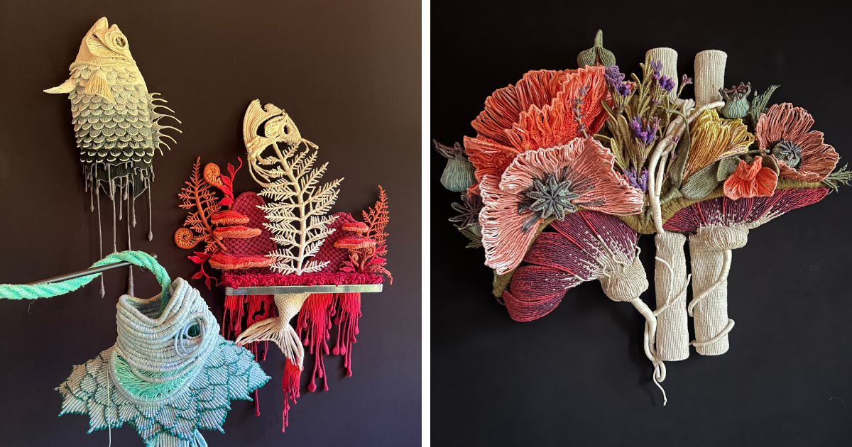 Fibre Artist Transforms Ocean Pollutants Into Sculptures, Macrame And Basketry