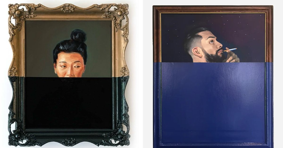 10 Mysterious Faces Partially Obscured By Enamel Mark Oliver Jeffers’ Dipped Painting Project