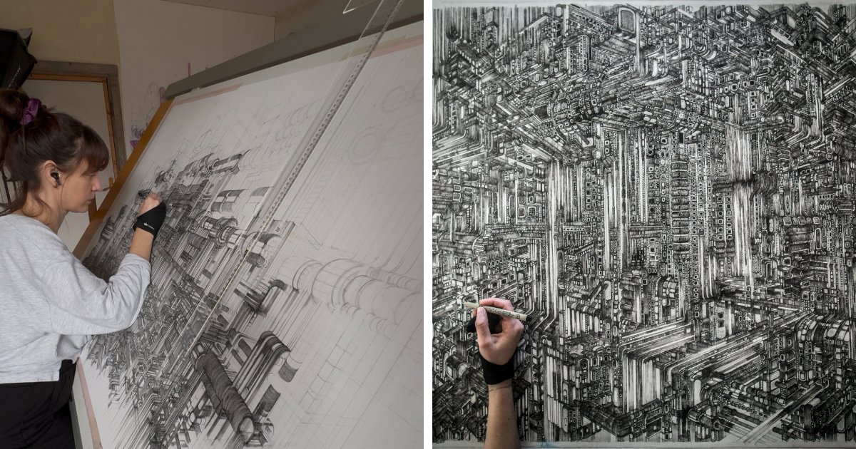Artist Creates Complex Pencil Sketches Referencing Science Fiction And Architectonics