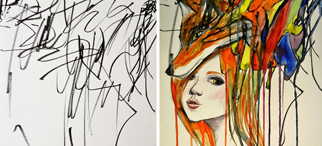 Mother Turns Her 2-Year-Old’s Scribbles Into Watercolours