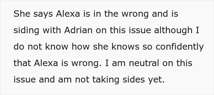 Screenshot of a post discussing drama in a friend group taking sides over a trip and a pregnancy.