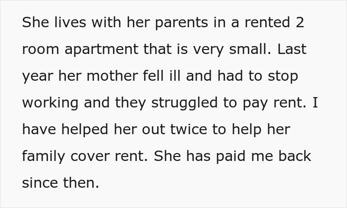 Text snippet explaining family financial struggles within a story about a friend group and pregnancy.