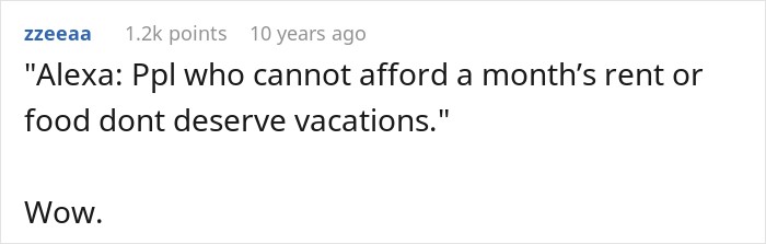 Comment reacting to remarks about vacations and finances in a drama over a friend group trip.