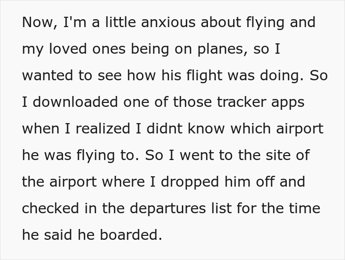 Screenshot of text post discussing looking up departures on a flight tracker app