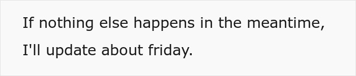 Text snippet promising an update about Friday following a story about a guy who took an imaginary flight to Italy.