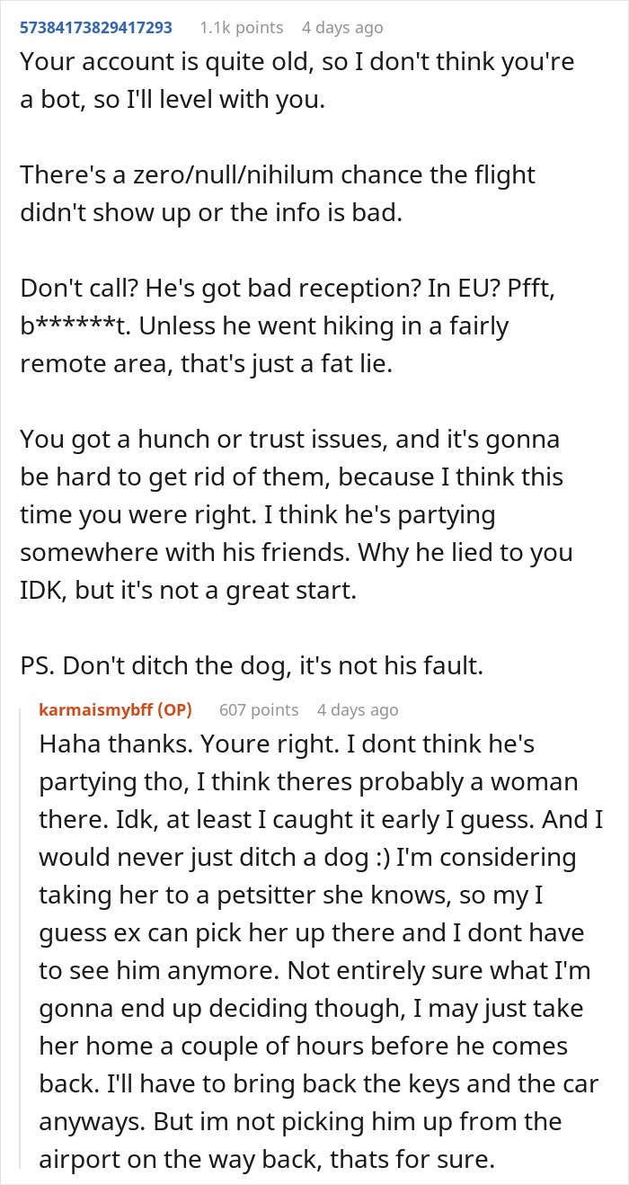 Online forum response explaining why a missing flight on a flight tracker indicates an imaginary flight to Italy story.