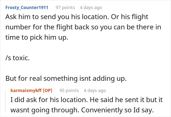 Online discussion suggesting asking for a location and using a flight tracker for an imaginary flight to Italy.